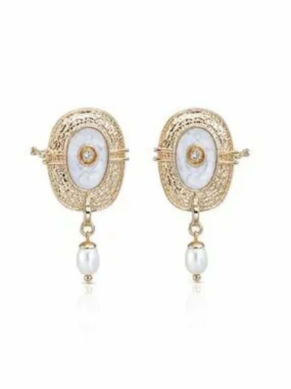Gold and White Pearl Drop Earrings